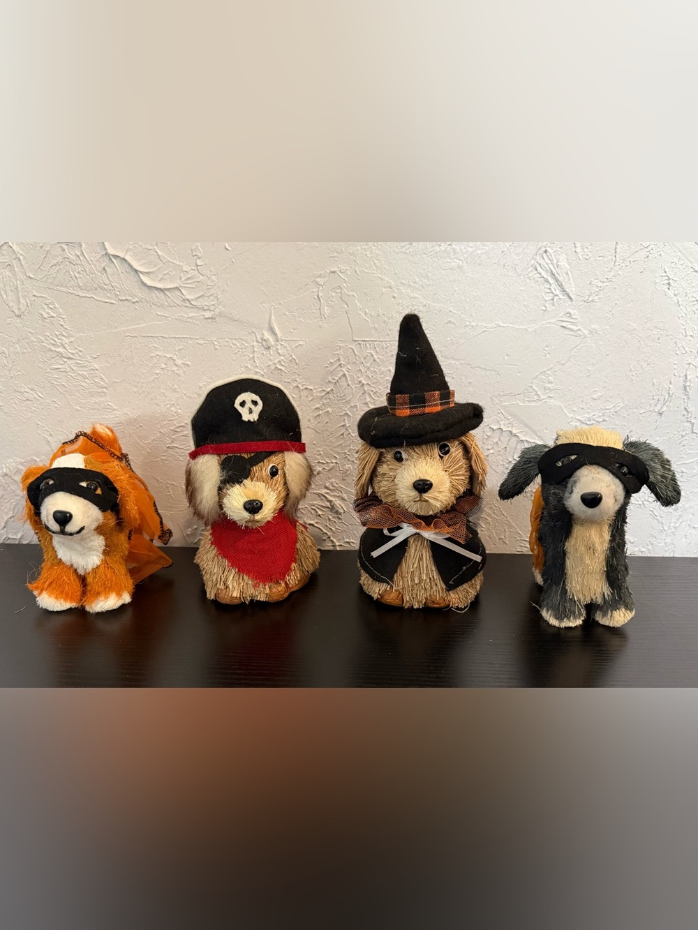 Halloween Dog Decor Plush Toy - Brown and Orange pirate witch set of 4